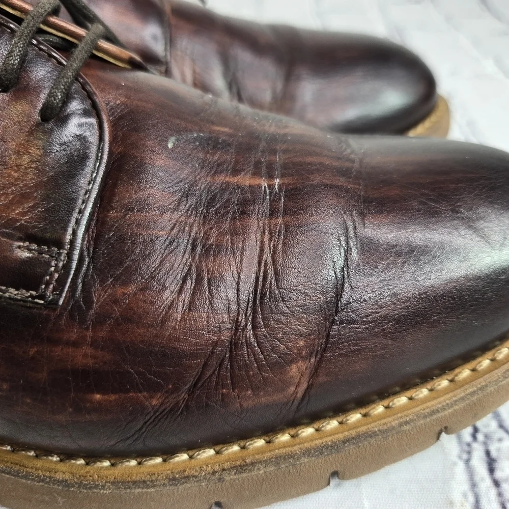 Magnanni brown leather lace up derby oxford shoes spain